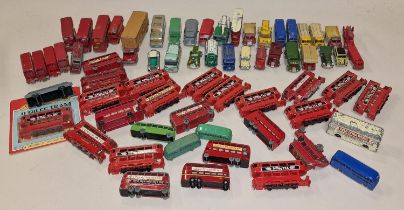 Collection of vintage unboxed mainly Matchbox play worn die cast vehicles to include trams and