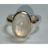 A S925 silver and moonstone ring, Size P