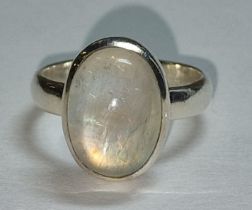 A S925 silver and moonstone ring, Size P