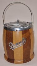 Vintage Art Deco wooden 1930's biscuit barrel.