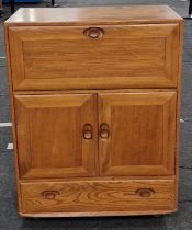 Ercol Windsor 430 vintage elm serving drinks cabinet on castors 110x82x44cm.