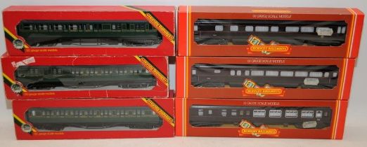 Hornby OO gauge coaches. SR and Royal Train livery. R432 x 3, R451, R455 and R459. 6 in lot, all