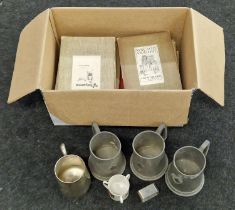 Mixture of items to include silver napkin ring, pewter tankards, crested china cup and reference