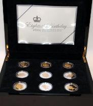 Superbly presented set of Silver proof Crowns celebrating Elizabeth II 80th Birthday. 17 1oz