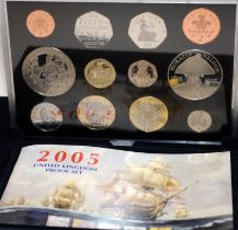 Royal Mint 2005 United Kingdom Proof Coin Set in presentation case with certificate