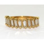 18ct gold ladies Baguette cut Diamond ring set with 12 diamonds approx. 1.0ct size N