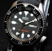 Seiko gents automatic divers watch ref: 6309-729a. Seen running when listed. (ref:28)