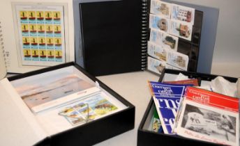 3 x albums Guernsey mint stamps booklets and Presentation Packs c/w a file box of Jersey and