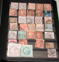 Small stockbook with a good selection of GB stamps, includes early examples including imperforate