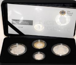 Royal Mint 2008 UK Silver Proof Piedfort Four Coin Collection in presentation case with certificate