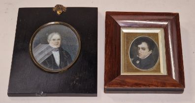 Two vintage miniature framed portrait pictures.