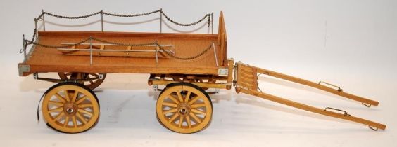 Scratch built approx 1/10 scale Flat Bed Wagon built from hobby plans using wood sourced from old