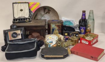 Mixed lot to include cameras, brassware and other curios.