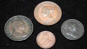 Early Ceylon coins including 1813 and 1815 1 Stiver