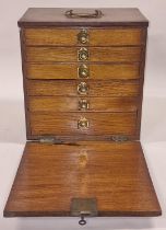 Vintage wooden engineers set of graduated drawers includes key 34x31x22cm.