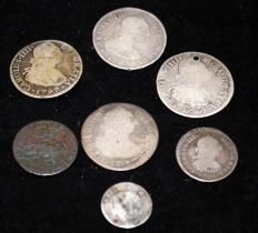 A collection of early 18thC Spanish silver coins