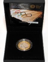 Royal Mint Silver Proof Piedfort £2 Two Pounds coin, 2008 Olympic Handover. Boxed with certificate