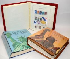 United States Liberty Stamp Album c/w United States Plate Block Album, a small number of stamps to