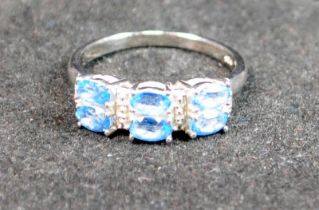A Swiss blue topaz 925 silver ring Size S