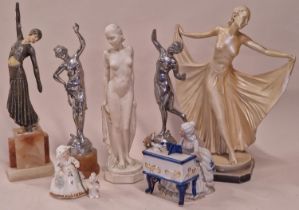 Collection of various figurines some in the Art Deco style (7).