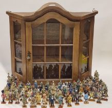 A large collection of 100 Del Prado Figures and display cabinet complete with a box of paperwork.