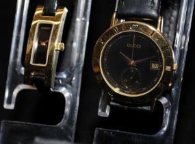 Gucci His and Hers watches to include ladies model 3800L and gents model 3800m one button