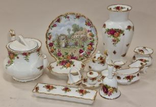 Royal Albert "Old Country Roses" collection of various chinaware. Approx 15 pieces in all.