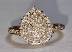 Diamond 9ct gold ring Size P.