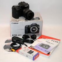 Canon EOS 40D DSLR camera c/w 18-55mm lens. Boxed. No battery so being offered untested