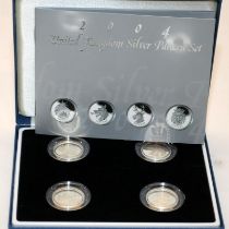 Royal Mint 2004 Silver proof United Kingdom £1 coin Pattern 4 coin collection in presentation case