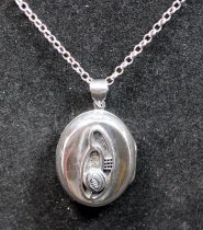 Large Glasgow Rose 925 silver locket in the style of Charles Rennie Mackintosh.