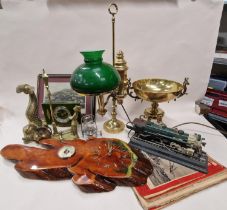 Mixed lot to include a large quantity of metalware, pictures, clocks and other items.