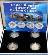 Royal Mint United Kingdom £1 coin Silver Proof Pattern Collection. 2004. '05. '06 and 2007 coins