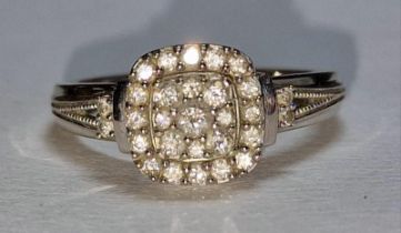A 9ct gold diamond ring Size P , 3.6g