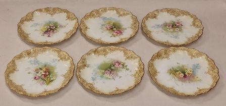 Doulton Burslem antique set of six hand painted plates each 22cm wide.