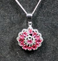 A pink topaz w/g on 925 silver pendant