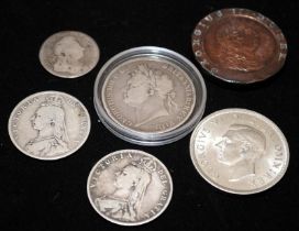 Collection of GB silver coins to include 2 x Victorian Half Crown, 1821 George IIII Crown, 1937