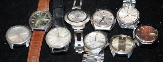 Collection of vintage Seiko automatic gents watches including Actus, Lordmatic and Sportsmatic.