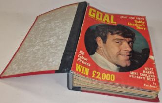 A folder of vintage "Goal" football magazines 1968 and 1969 issues.
