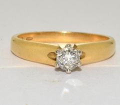 18ct gold ladies Diamond solitaire ring approx. 0.25ct size O