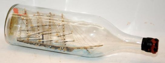 Antique Victorian ship in a bottle. Sailing ship Southern Star, Glasgow 1875. 36cms across