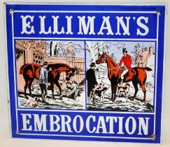Elliman's Embrocation advertising enamel sign. 23cms x 20cms