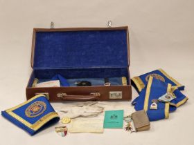 A case of masonic regalia to include some jewels