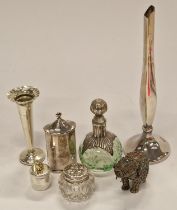 An antique peperette silver c.1872 together with an Art Nouveau silver mounted scent bottle, a