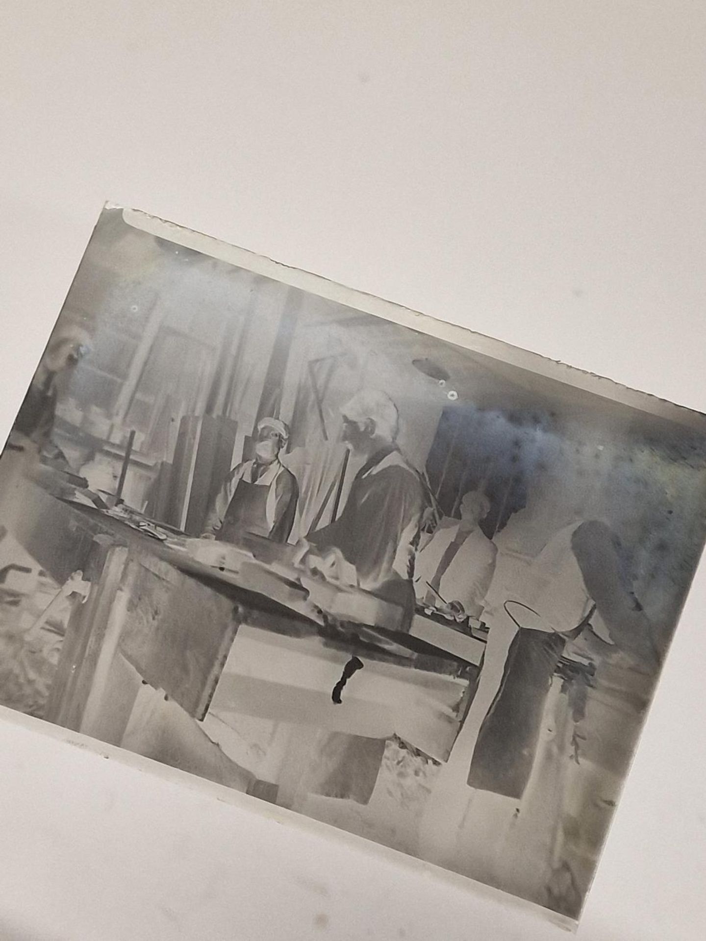 A wooden box containing a collection of antique glass slides. Various subjects. - Image 2 of 4