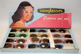 Sunglasses Original 1955 shop display of 12 pairs, new old stock.