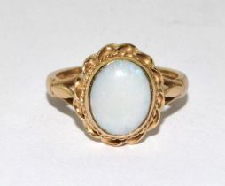 9ct gold antique set ladies Opal ring in scroll surround 4g size M
