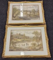 George Alexander (1832-1913): Pair of gilt framed and glazed watercolour paintings "Rhudlan