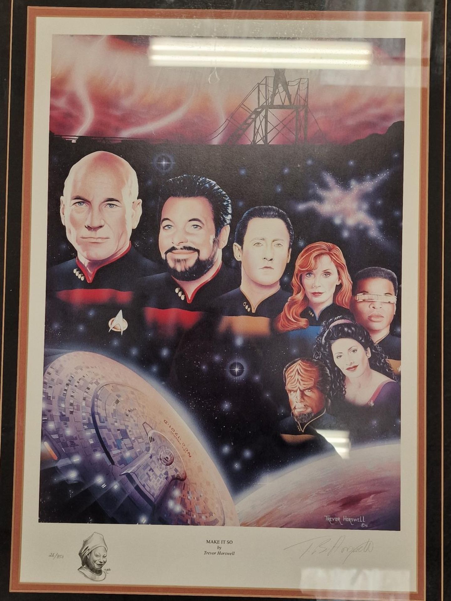 Two framed and glazed Trevor Horsewell Star Trek prints "Former Glory" and "Make It So". - Image 2 of 3