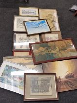 Large collection of miscellaneous framed pictures and prints.